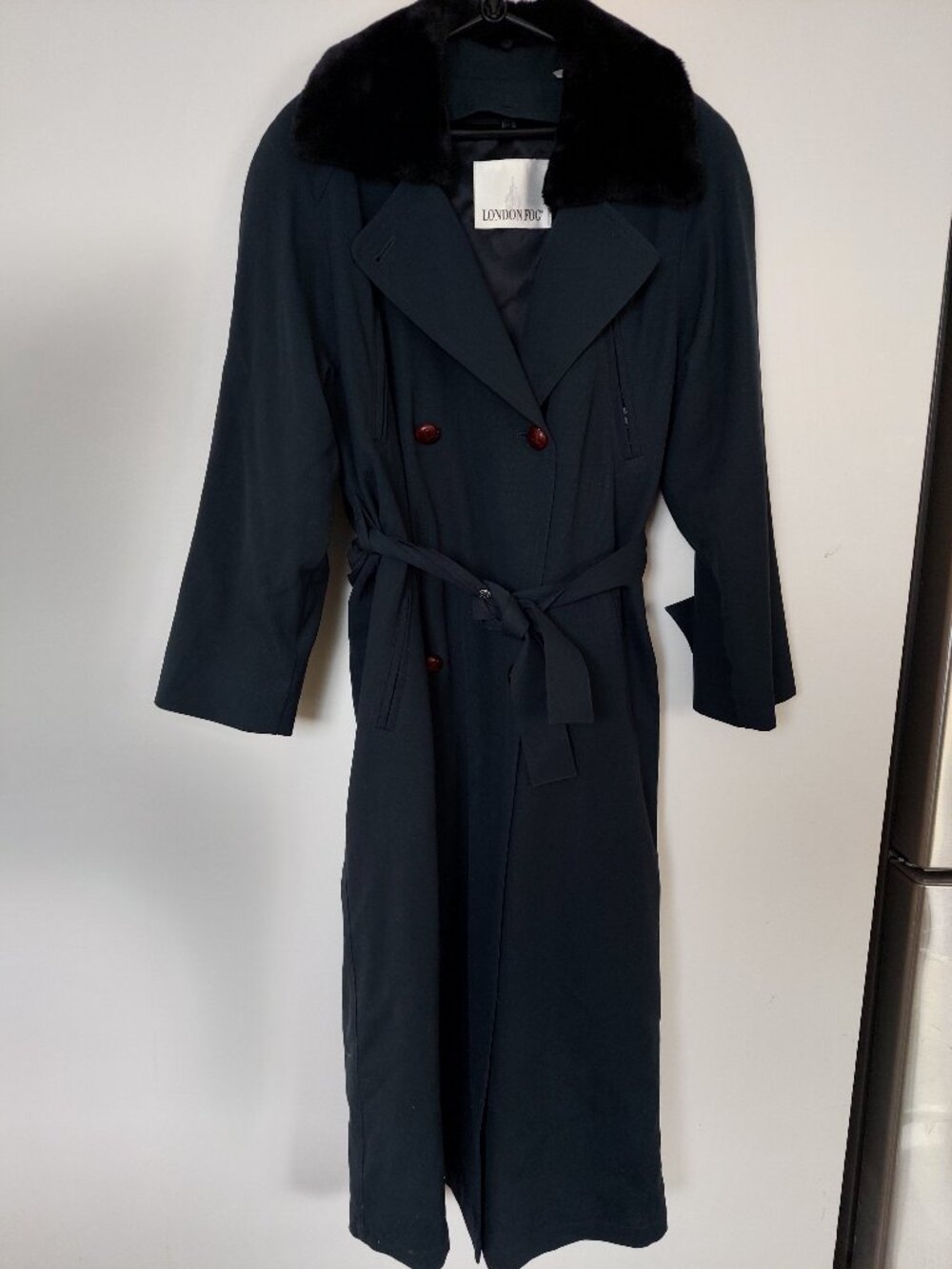 London Fog Women Sz 4 Vintage Double-breasted Removable Inner Trench Coat Navy